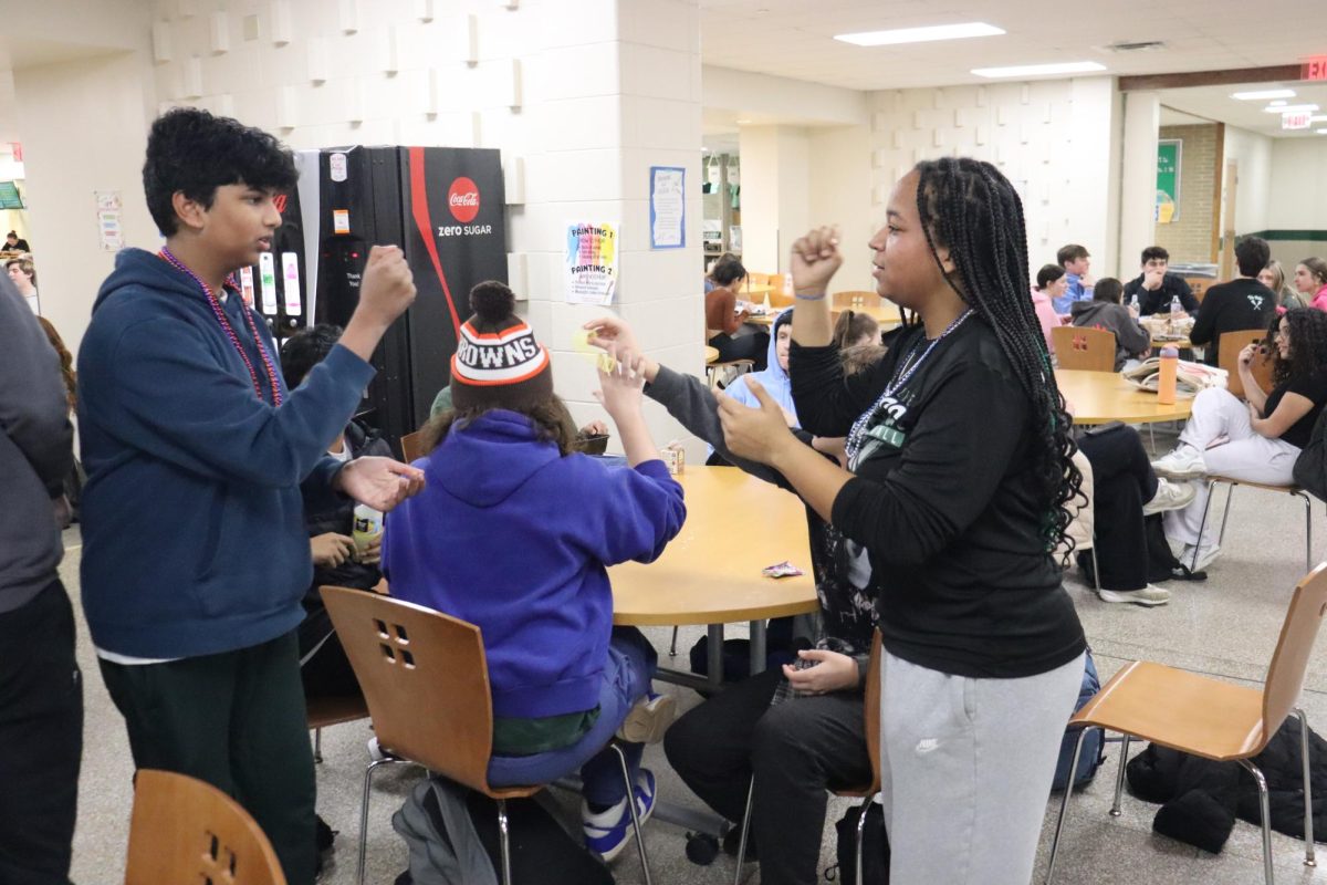 Addison Moore, freshman, competes in Rock Paper Scissors. 