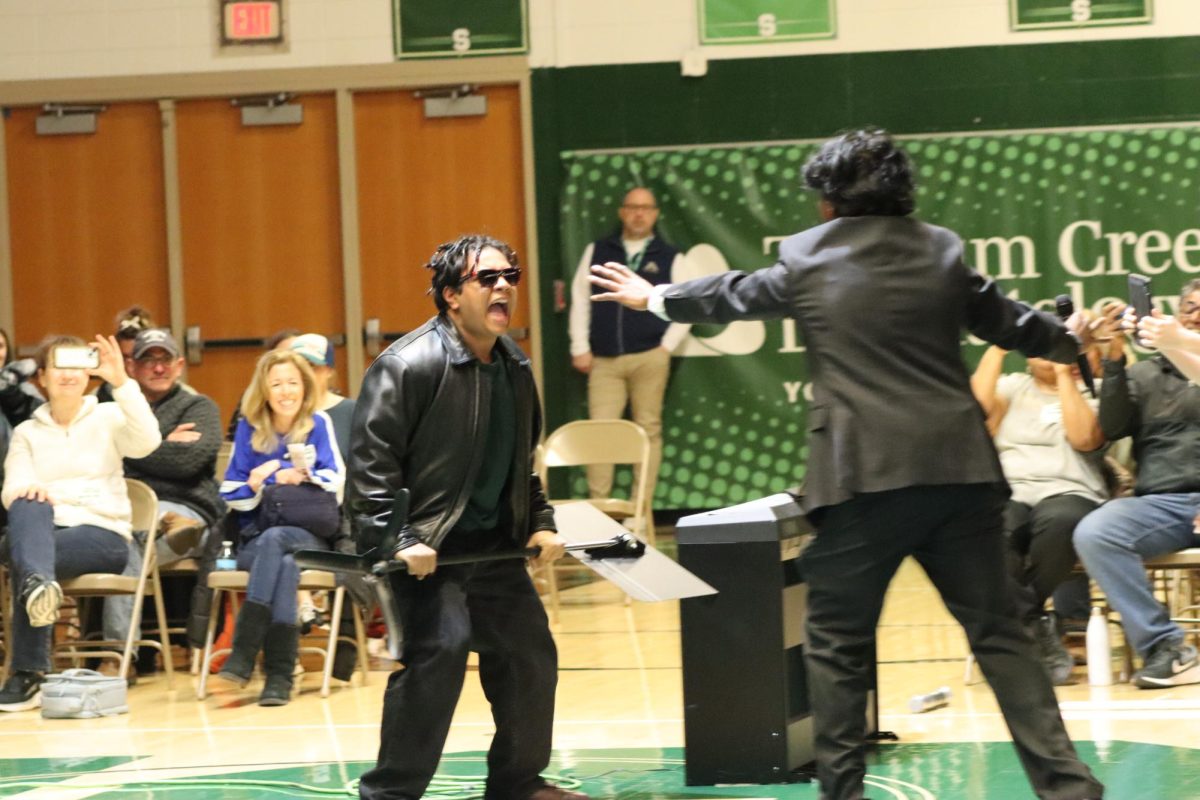 Ishvar Ganesh, senior, takes the crown as the 2026 Mr. Mustang after rejecting Drake's invite to make a video with him during the lip sync contest. Rupon Noor, senior, portrayed Travis Scott and was joined by 21 Savage, Lil Uzi Vert, Playboi Carti, and EsDeeKid in an Avengers Endgame style battle.
"What would I do if I didn't win? 
I guess we'll never know. 